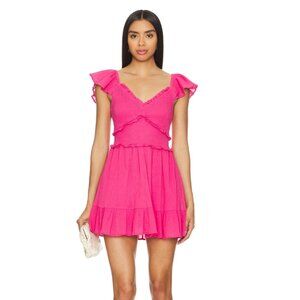 Love Shack Fancy Ivella Pink Ruffle Sleeve Mini Dress XS   NWT